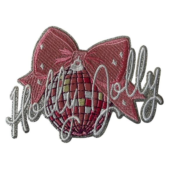 Holly Jolly with Disco Ball Iron On Patch - Picture 2 of 3